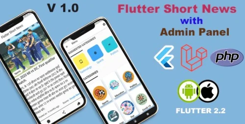 Flutter News in briefs for Android and iOS with Admin Panel