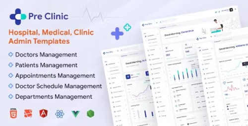 Preclinic - Medical & Hospital Admin Dashboard Template for Healthcare Management (HTML, React)