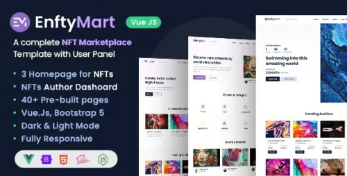 EnftyMart - NFT Marketplace HTML &amp; Vue JS Template