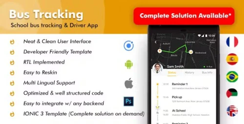 4 App Template| School Bus Tracking App| Parents Child Tracking app| Tracking App| Driver App