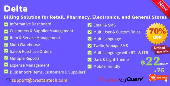 Delta POS - Invoicing, Billing & Inventory Management System with GST & CRM