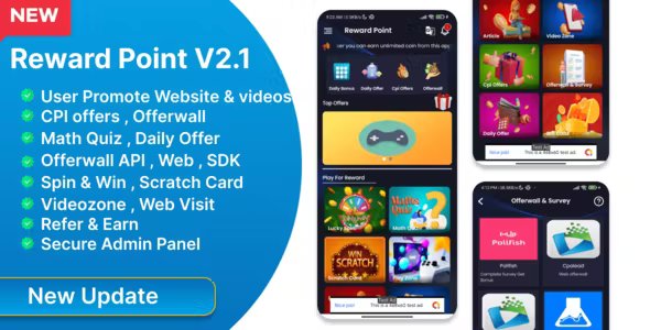 Reward Point - CPI Offer + Offerwall + Game + Spin