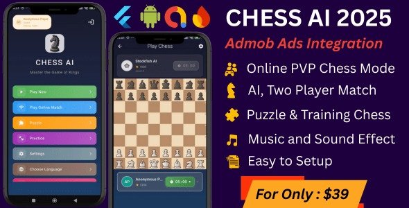 Chess AI 2025 – Multiplayer｜Solo AI Mode｜30K+ Puzzles｜Training｜Music｜24+Board Themes | 37+ Piece