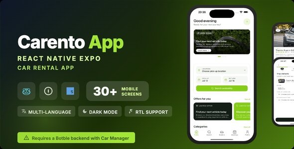 Carento Mobile - Car Rental & Dealer React Native Expo App