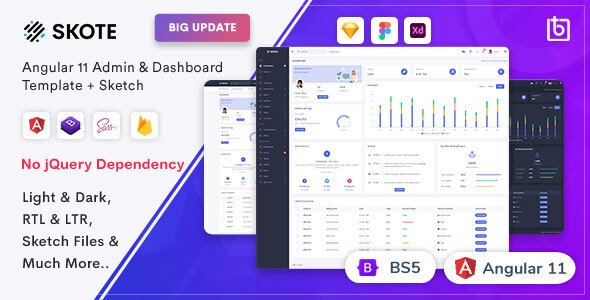 Skote - Angular 18 Admin & Dashboard Template + Sketch