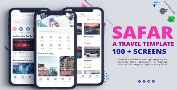 Flutter travel app template with null safety