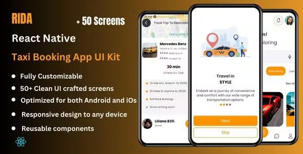 Rida - Taxi Booking React Native CLI Ui Kit