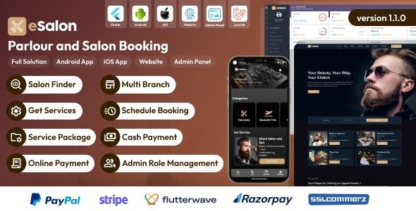 eSalon - Parlour and Salon Booking Full Solution