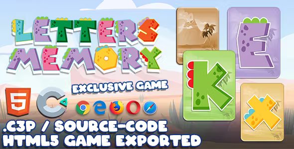 Letters Memory HTML5 Game - With Construct 3 File