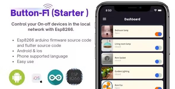Flutter esp8266 project.simple smart home wifi light switch DIY remote wireless smart home switch