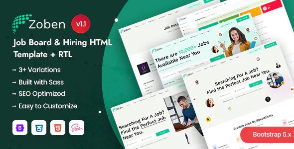 Zoben - Job Board & Hiring HTML Template