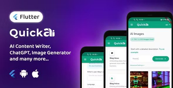QuickAI - AI Content Writer, Image Generator, ChatGPT Flutter APP