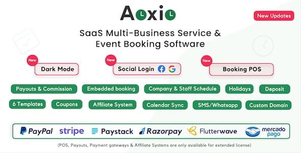 Aoxio - SaaS Multi-Business Service Booking Software [Extended Version]
