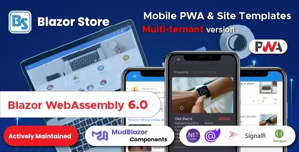 BlazorStore Pro - Mobile PWA and Site Templates Multi-ternant + Multi Database