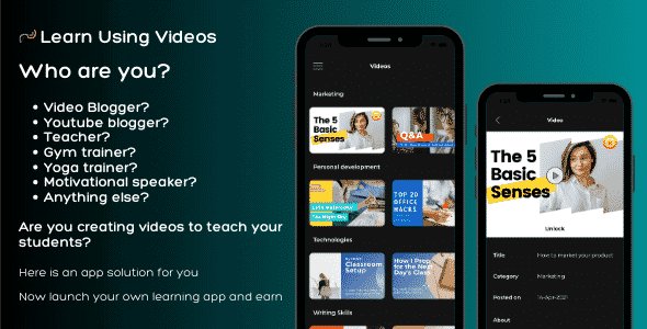 Teach via video android app with admin panel - Solution for teachers and video bloggers to earn