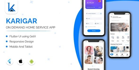 Karigar - On Demand Home Service Handyman App - Flutter UI Template