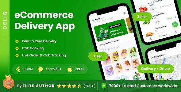 6 App Template | eCommerce | Cab Booking | Peer 2 Peer Delivery | Products & Services Delivery