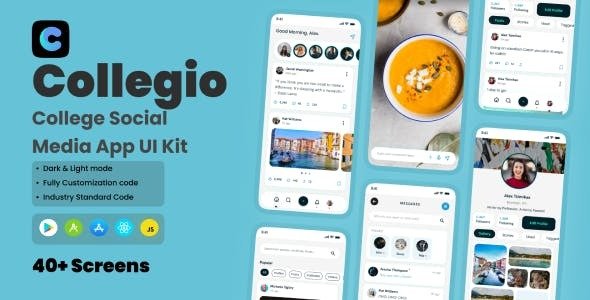 Collegio - College Social Media App React Native CLI Ui Kit