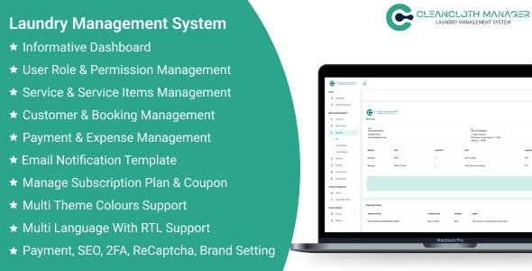 CleanCloth Manager SaaS - Laundry Management System