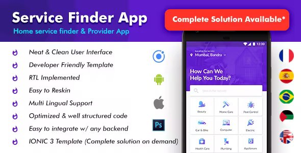 Home Service Finder - Provider - Booking Android + iOS App Template - 2 Apps - HTML+CSS IONIC 3