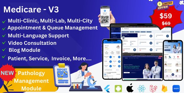 Hospital & Clinic Management System – Appointment Booking with Admin Panel, Web, User & Doctor Apps