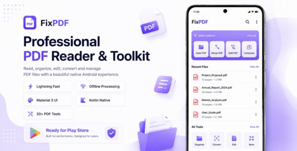 FixPDF - Ultimate Android PDF Tools & Document Utility App (Jetpack Compose, Kotlin, AdMob)