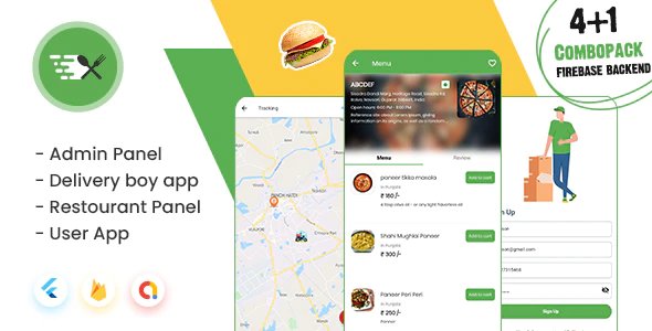 MightyFood - Online Food Ordering App with Firebase Backend, Admin/Restaurant Panel, Delivery boy