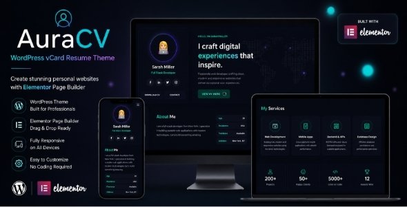 AuraCV - Premium vCard Resume WordPress Theme