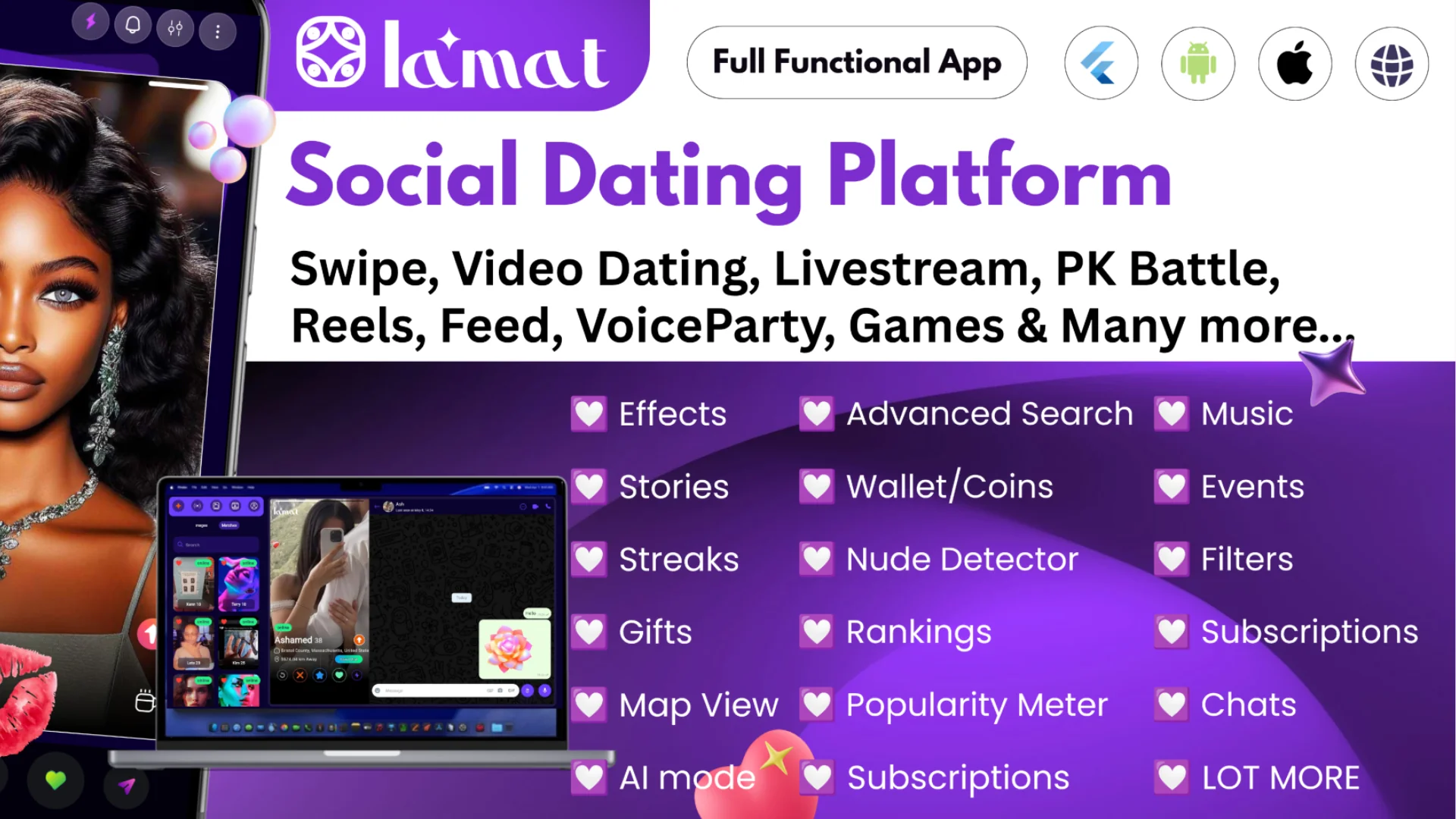 Lamat | Social Dating Flutter App With Admin Panel