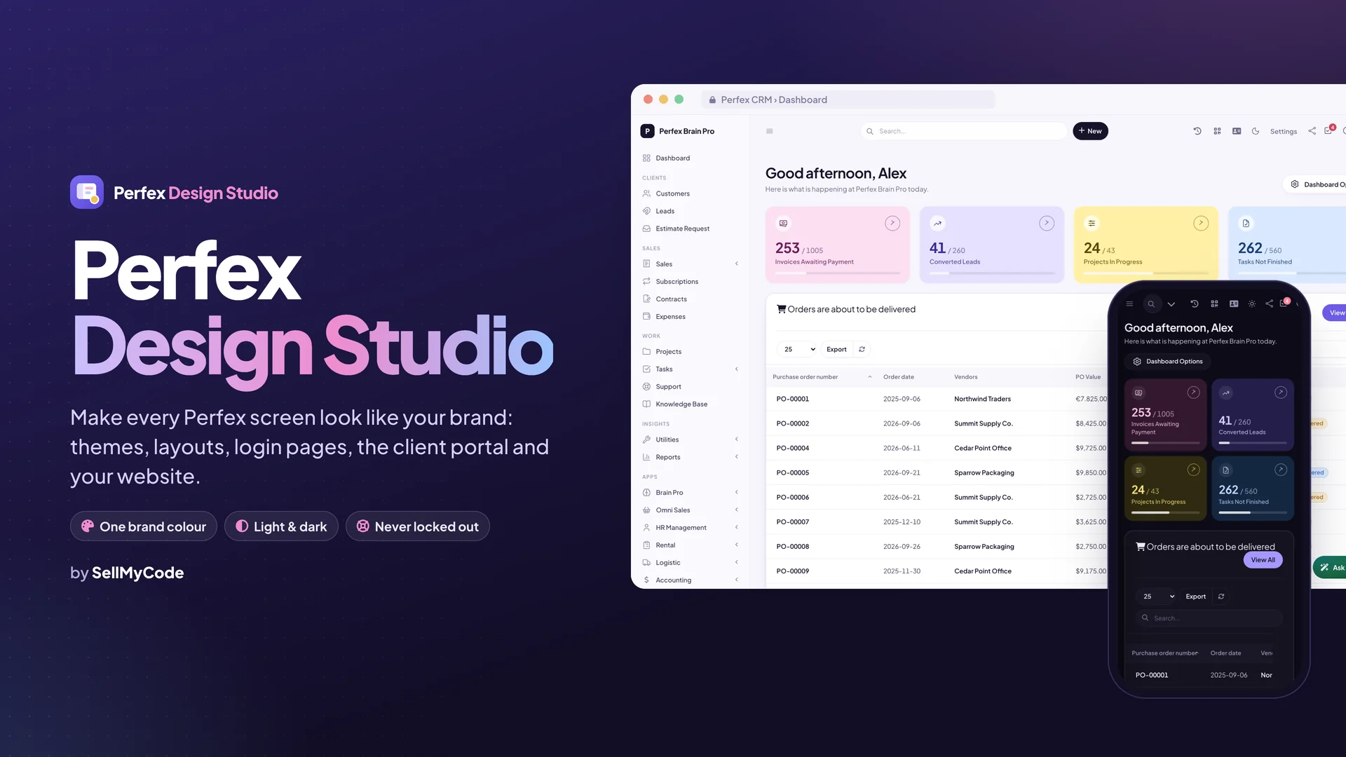 Perfex Design Studio — Brand Themes, Layouts, Login Pages, Client Portal & Website Builder for Perfex CRM
