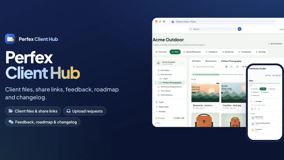 Perfex Client Hub - Client Files, Share Links, Upload Requests, Feedback Boards, Roadmap & Changelog for Perfex CRM