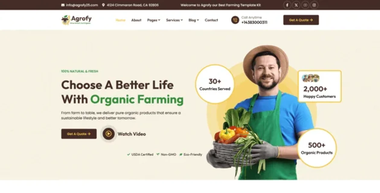 Agrofy – Agriculture & Organic Farm Elementor Template Kit