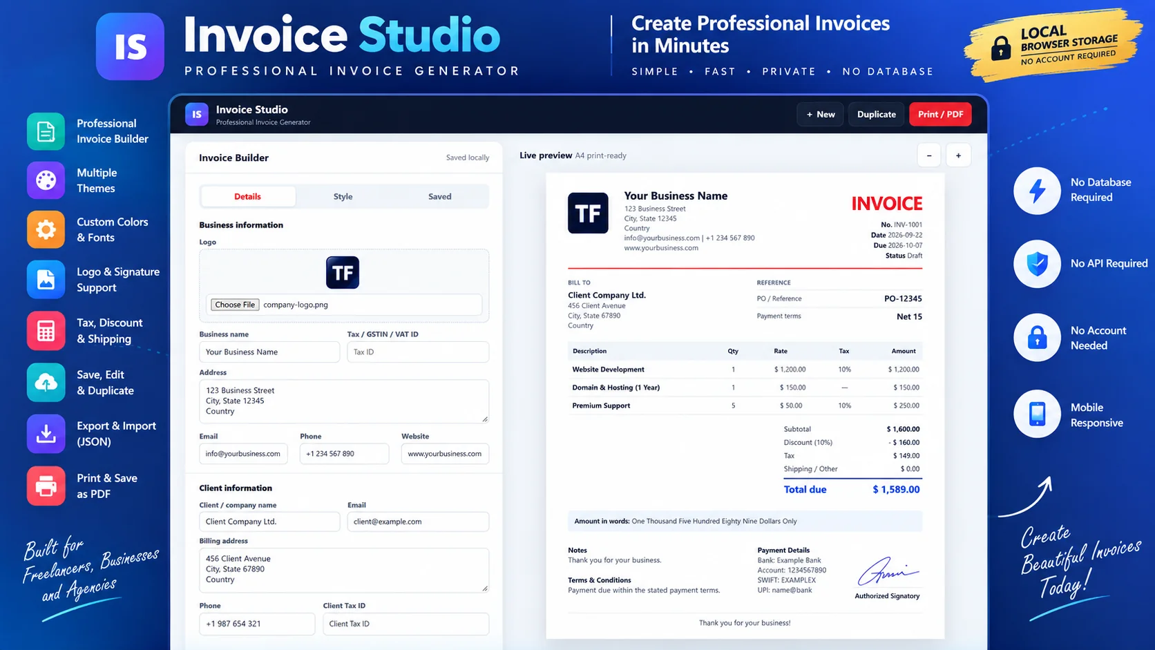 Invoice Studio – Professional Invoice Generator