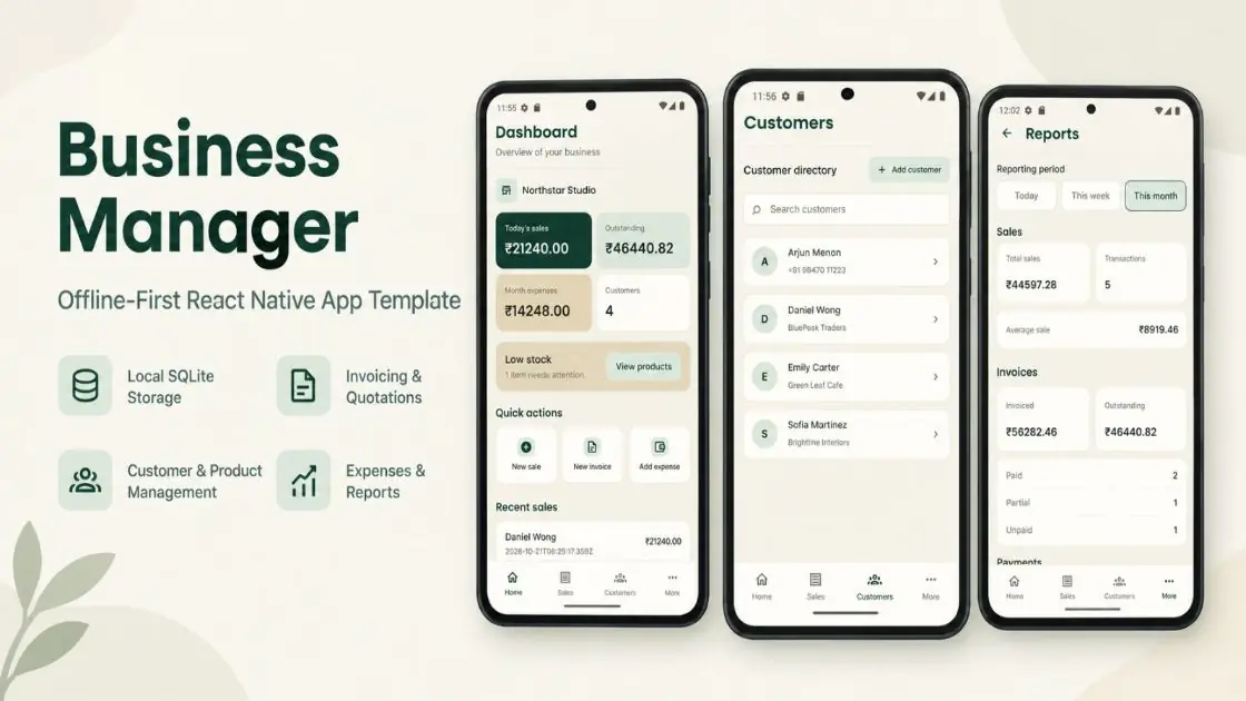 Business Manager - Local-First React Native CLI Template