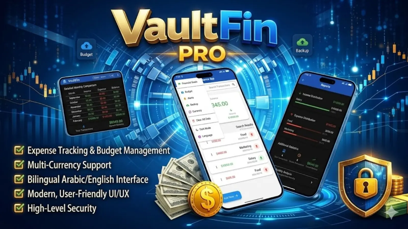 VaultFin Pro v1.2.0 – Personal Finance & Expense Management Flutter App