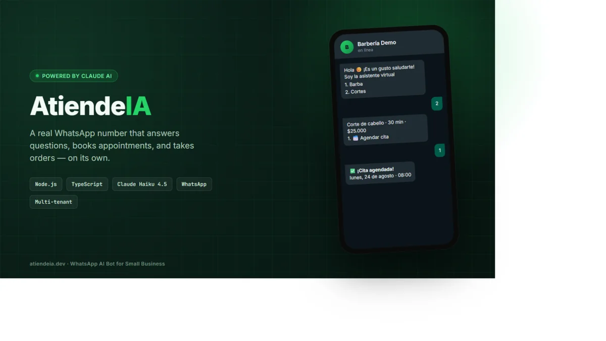 AtiendeIA — WhatsApp AI Bot for Small Business