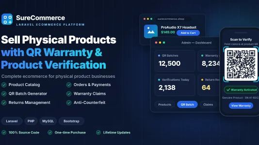 SureCommerce — Laravel Ecommerce Platform & QR Warranty System