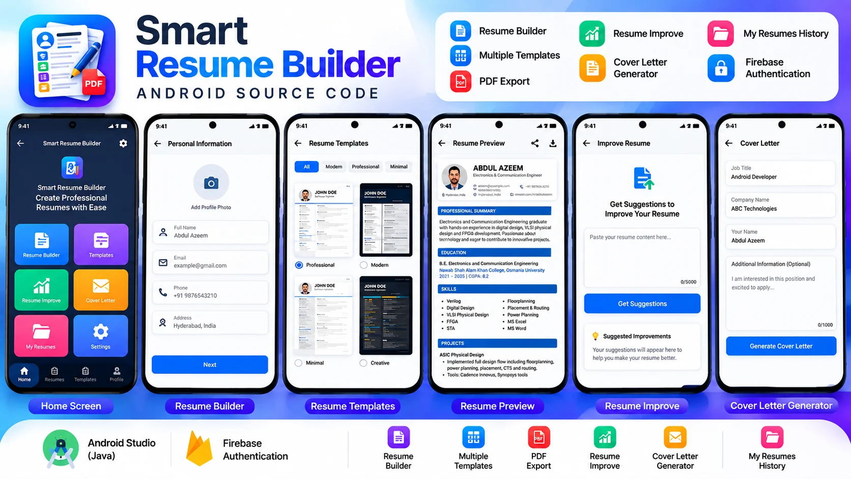 Smart Resume Builder - Android Source Code