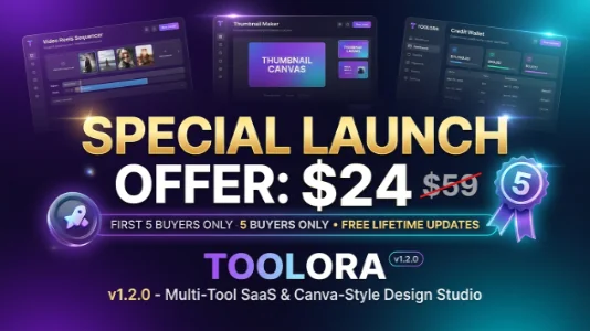 Toolora — In-Browser Canva Alternative, Video Reels Generator & 63+ Micro-SaaS Tools (Laravel 12)