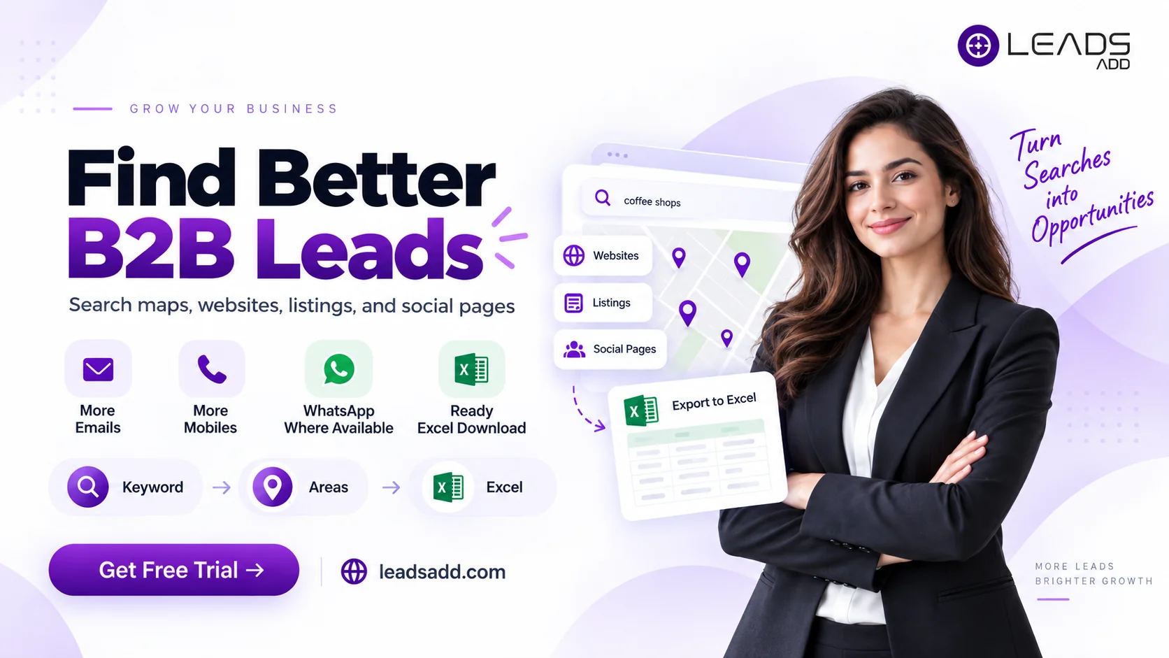 LEADS ADD - Google Maps Lead Finder for Windows: Emails, Phones & WhatsApp Lists