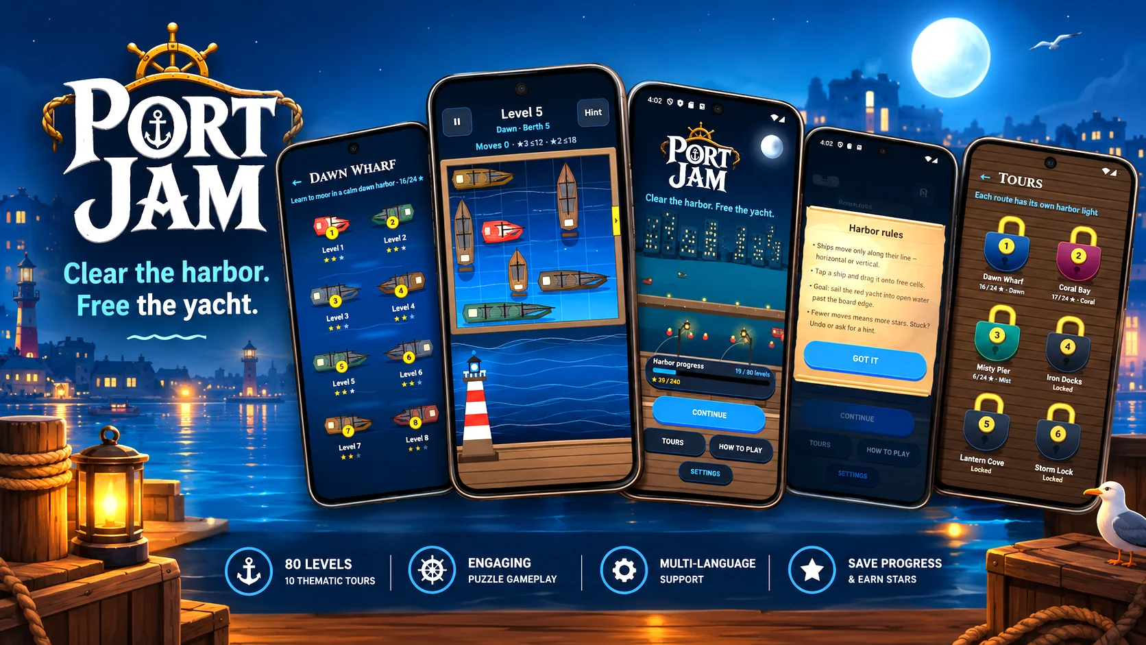 Port Jam — Mobile Puzzle Game (React Native + Expo)