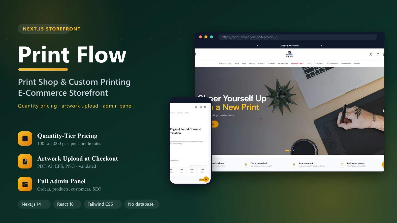 Print Flow – Print Shop Storefront & Printing Store (Next.js + React)