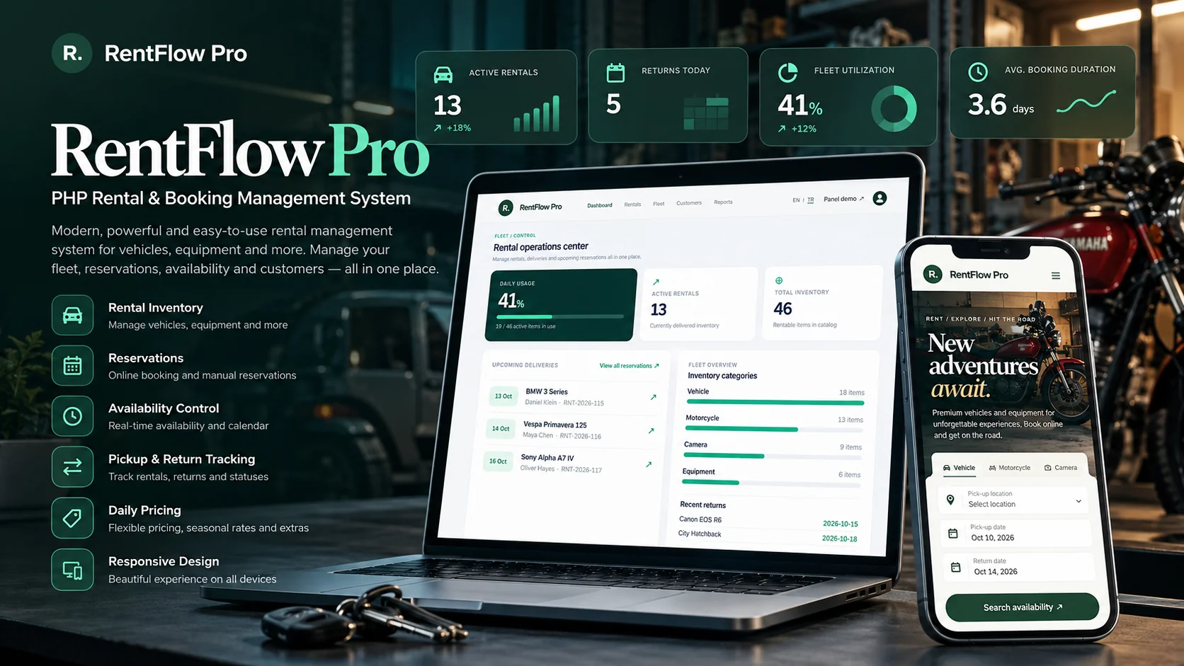 RentFlow Pro – PHP Rental & Booking Management System