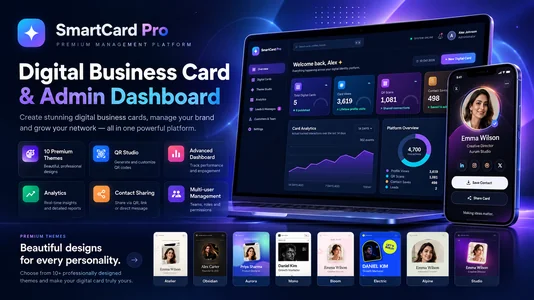 SmartCard Pro – Digital Business Card Builder, Dynamic QR Studio & Advanced Admin Dashboard