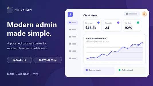 Solis Admin — Laravel 13 Dashboard Starter