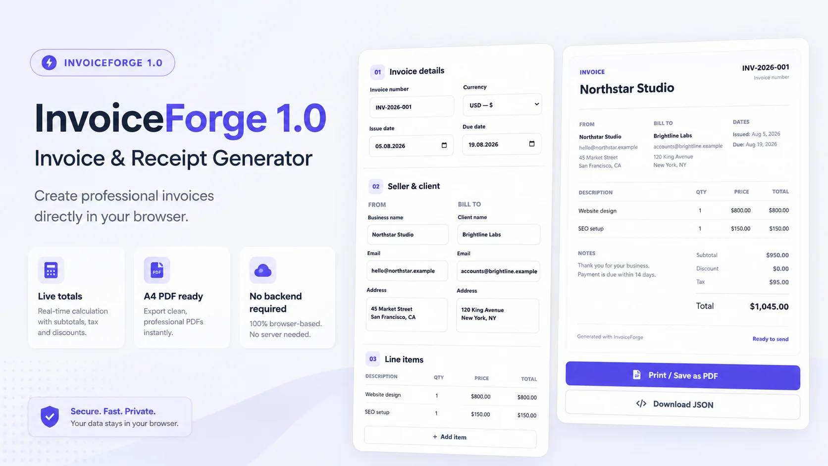 InvoiceForge — Invoice & Receipt Generator