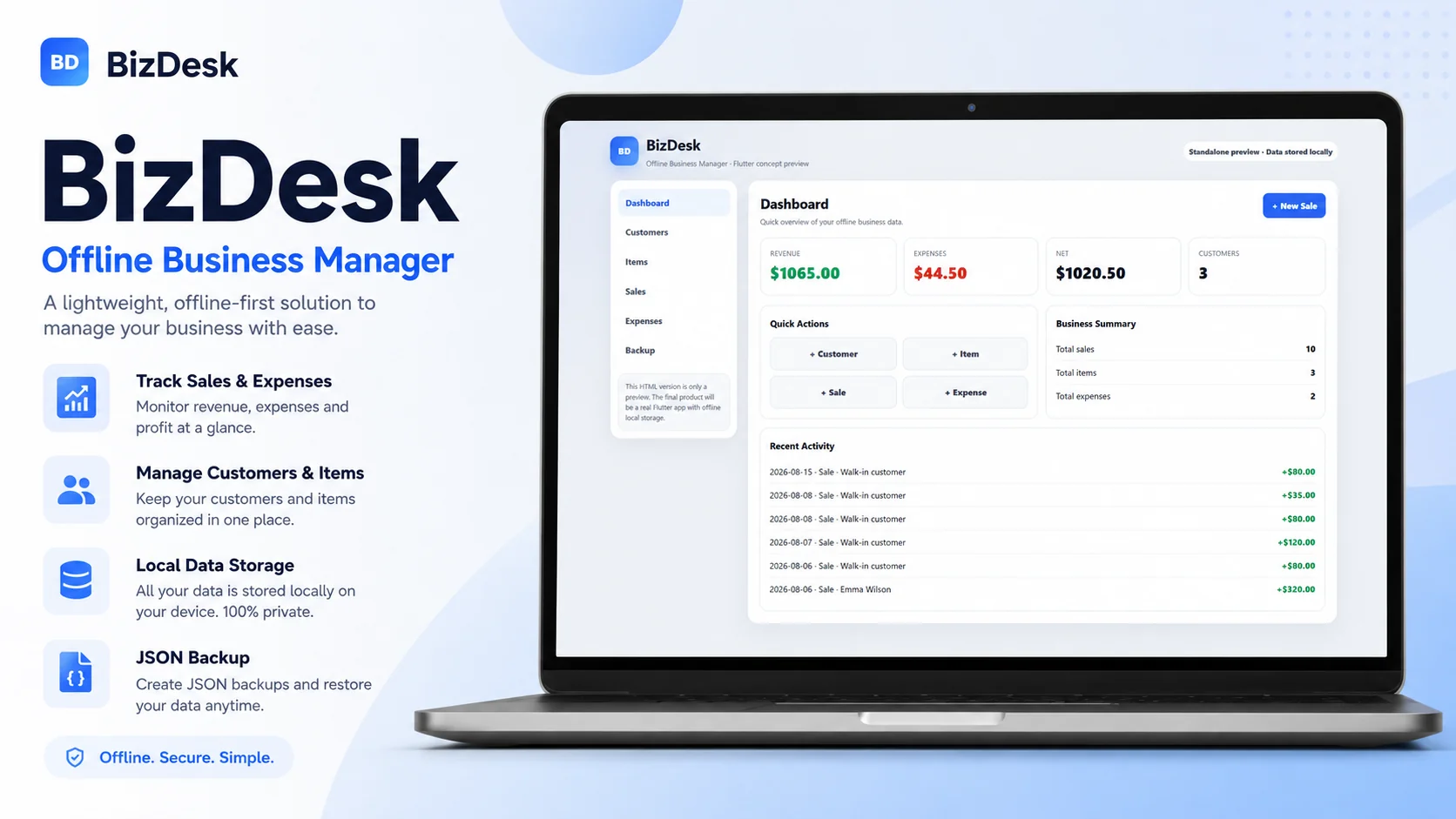 BizDesk – Offline Business Manager Flutter App