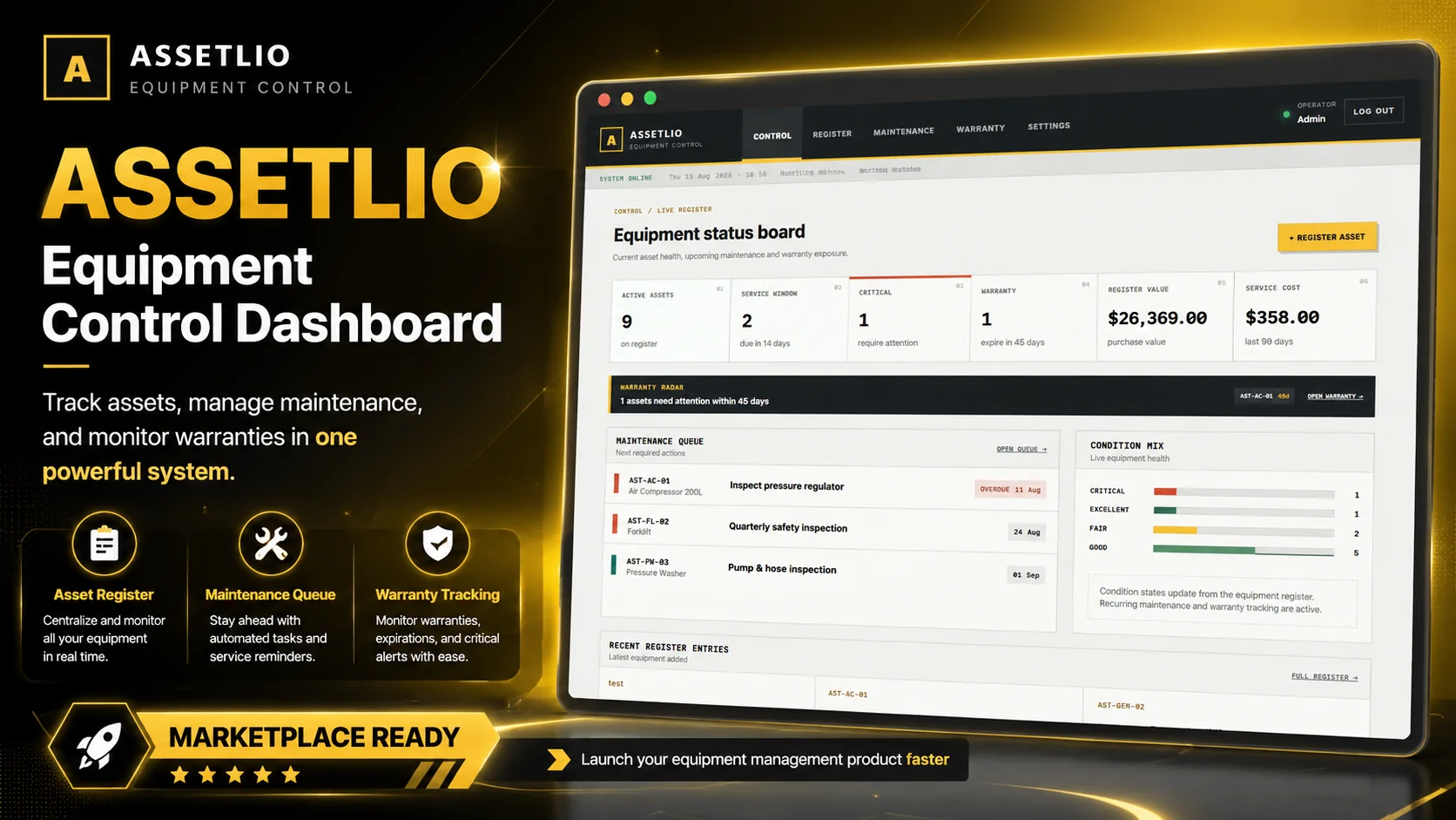 Assetlio – Equipment, Warranty & Maintenance Tracker
