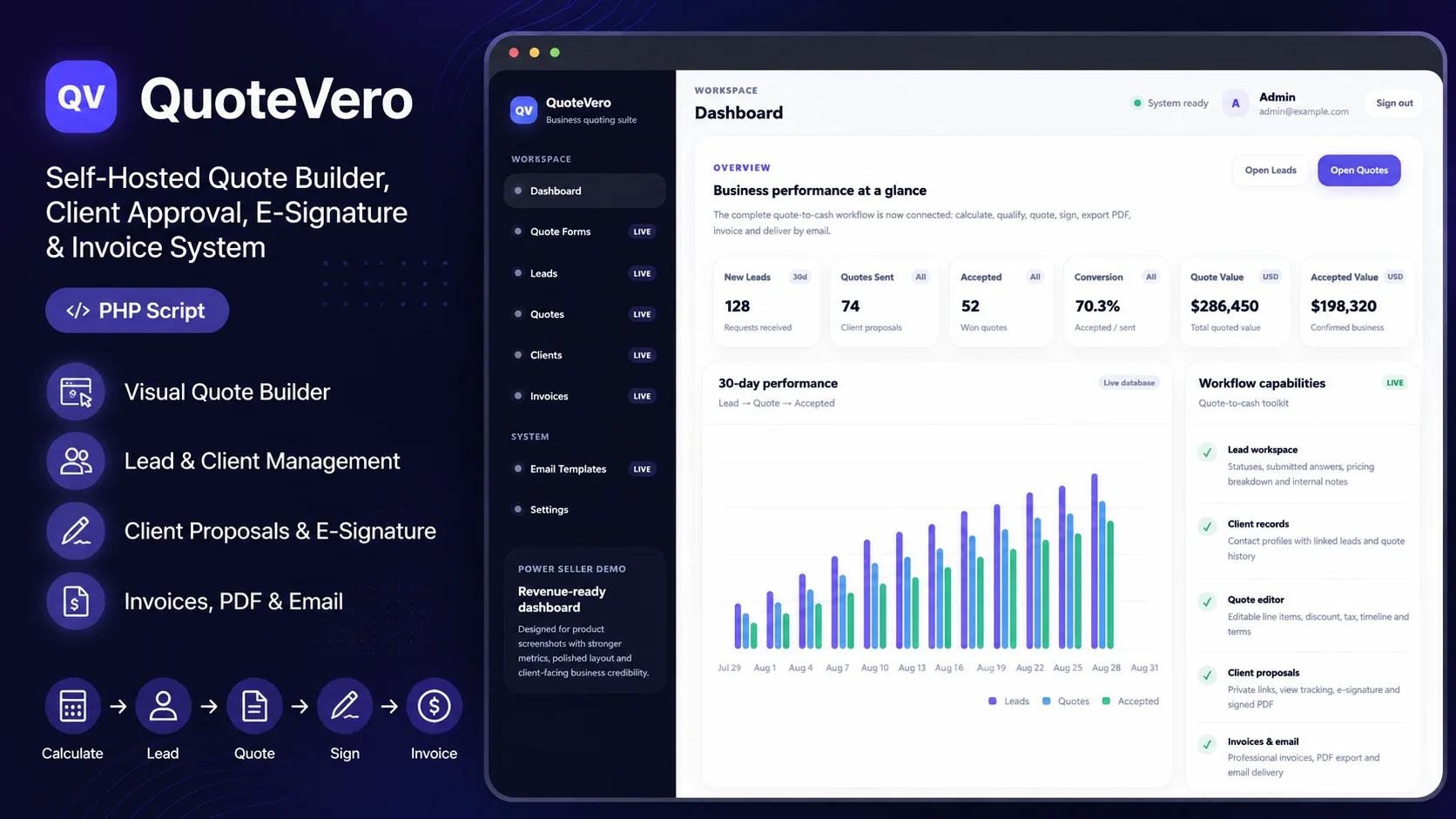 QuoteVero – Self-Hosted Quote Builder, Client Approval, E-Signature & Invoice System