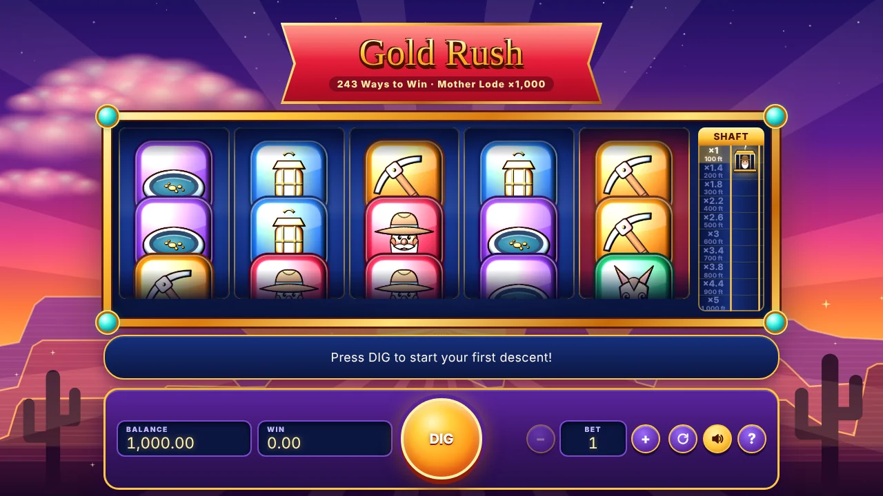 Gold Rush - HTML5 Slot Game (243 Ways, Hold & Win, Mobile Ready)